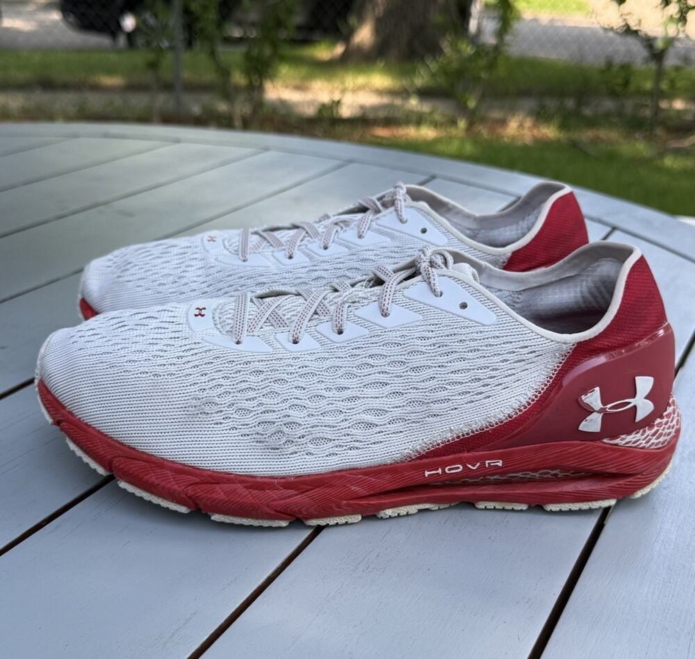 Under Armour HOVR Sonic 3 Mens Size 11 Running Shoes White Red Bluetooth 3023714